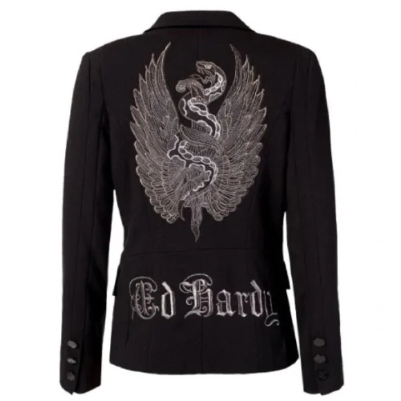 🔥Ed Hardy Christian Audigier Military Double Breasted Blazer SZ M NWT - Picture 4 of 11